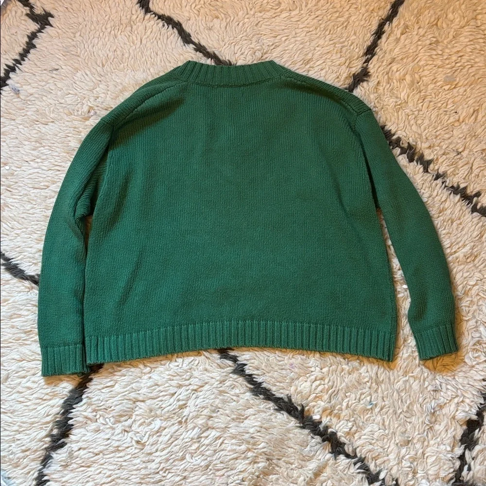 Green V-Neck Women's Sweater